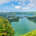 Miradouro da Boca do Inferno overlooking the lakes of Sete Cidades, island Sao Miguel, Azores Royalty Free Stock Photo