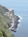 Miradouro da Vista dos Barcos - Farol da Ponta do Arnel lighthouse Royalty Free Stock Photo