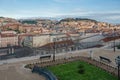 Miradouro Sao Pedro de Alcantara Viewpoint and aerial view of Lisbon City and Saint George Castle - Lisbon, Portugal Royalty Free Stock Photo