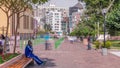 Miraflores central park and Kennedy park timelapse. Place for relax with green trees and lawn in Peruvian capital. Lima