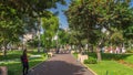 Miraflores central park timelapse hyperlapse Place for relax with green trees and lawn in Peruvian capital. Lima, Peru