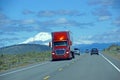 A mirage distorts traffic images on highway