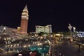 The Mirage Hotel and Casino, The Venetian, night, city, landmark, metropolitan area Royalty Free Stock Photo