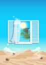 Mirage or window portal to an oasis in a hot desert Royalty Free Stock Photo