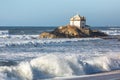 Miramar Beach Praia de Miramar and chapel Senhor da Pedra, Vila Nova de Gaia, Portugal. church