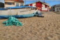 Fishing boats damaged by storms stranded on Aguda beach, Porto