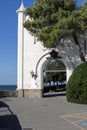 Miramare Castle (Castello di Miramare), located directly on the Gulf of Trieste of the Adriatic Sea, Trieste, Italy