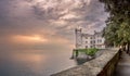Miramare Castle at sunset, Trieste, Italy - Landscape Royalty Free Stock Photo