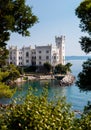Miramare castle with vegetation frame Royalty Free Stock Photo