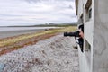 Unknown birders at the Miranda Godwit Hide