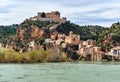 Miravet village and Ebro river. Province of Tarragona. Spain. Mi Royalty Free Stock Photo