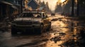 Mired in Mud: Climate Change-Induced Floods Engulf Vehicles. Generative AI