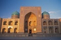 Miri Arab Madrassah in Bukhara at sunset.