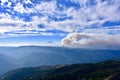 Miriam Creek Basin Fire, near White Pass, seen From Darland Mountain, Mt. Rainier in Distance Royalty Free Stock Photo