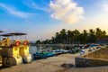 Mirissa Fisheries Harbor with boat boats ships catamaran Sri Lanka Royalty Free Stock Photo