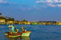 Mirissa Fisheries Harbor with boat boats ships catamaran Sri Lanka Royalty Free Stock Photo