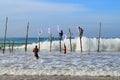 Mirissa, Sri Lanka, 25-02-2017: The end of the traditional fishing competition among the Sri Lankan fishermen