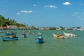 Mirissa, Sri Lanka: Fishing boats in Mirissa port, Indian ocean view Royalty Free Stock Photo