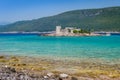 Mirista small fortress on the island in turquoise Adriatic bay Royalty Free Stock Photo