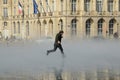 Miroir d`eau in action in the French city Bordeaux