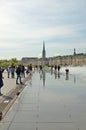 Miroir d`eau in action in the Place de la Bourse Royalty Free Stock Photo