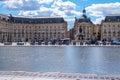 The Miroir d`eau or Miroir des Quais on the quay of the Garonne in front of the Place de la Bourse in Bordeaux Royalty Free Stock Photo