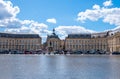 The Miroir d`eau or Miroir des Quais on the quay of the Garonne in front of the Place de la Bourse in Bordeaux Royalty Free Stock Photo