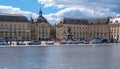 The Miroir d`eau or Miroir des Quais on the quay of the Garonne in front of the Place de la Bourse in Bordeaux