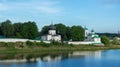 Mirozhsky monastery. View of the Mirozh monastery from the opposite bank Royalty Free Stock Photo