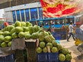 Mirpur, Dhaka, Bangladesh - 03.20.2023: Fresh new season Watermelon brought to the local market of Dhaka, Bangladesh. Watermelon