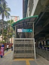 Mirpur, Dhaka, Bangladesh - 03.20.2023: Mirpur 10 metro Rail Station entrance under the new Mirpur 10 metro Rail Station
