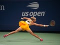 Mirra Andreeva of Russia in action during 2023 US Open first round match against Olivia Gadecki of Australia