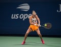 Mirra Andreeva of Russia in action during 2023 US Open first round match against Olivia Gadecki of Australia