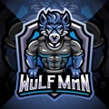 Wolf man esport mascot logo design