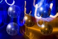 Mirror ball disco on the background-color illumination Royalty Free Stock Photo