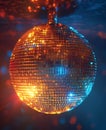Mirror ball. A mirror ball for disco dancing on colored background Royalty Free Stock Photo