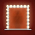 Mirror in bulbs frame with makeup table vector illustration Royalty Free Stock Photo