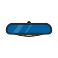 Mirror car automobile drive vector illustration. Rear view auto transport isolated behind glass road. Inside frame icon