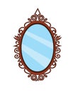 Mirror clip art vector illustration Wooden framed mirror