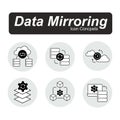 Mirror data icon. Data duplication symbol. Redundant data illustration. Data backup icon.