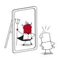 The mirror and the devil Royalty Free Stock Photo