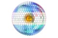Mirror disco ball with Argentinean flag, 3D rendering