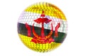 Mirror disco ball with Bruneian flag, 3D rendering