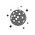 Mirror disco ball with glitters icon. Shining nightclub sphere. Dance music party discoball. Mirrorball in 70s 80s Royalty Free Stock Photo