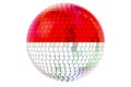 Mirror disco ball with Indonesian, Monacan flag, 3D rendering