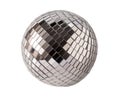 Mirror disco ball isolated on white background. Brilliant decoration, silver decor Royalty Free Stock Photo