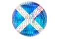 Mirror disco ball with Scottish flag, 3D rendering