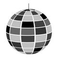 Mirror discoball icon. Shining night club sphere. Dance music party disco ball. Mirrorball in 70s 80s retro discotheque