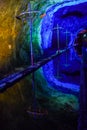 Colorful reflections at underground salt mine Cathedral Zipaquira in Nemocon, Colombia Royalty Free Stock Photo