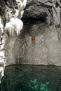 Colorful reflections at underground salt mine Cathedral Zipaquira in Nemocon, Colombia Royalty Free Stock Photo